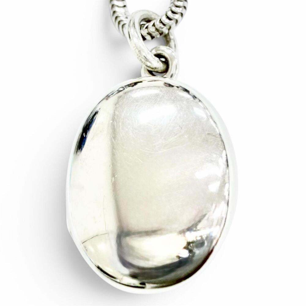TIFFANY&Co. Tiffany 925 Oval Locket Pendant Necklace, Rare Silver, Made in It...
